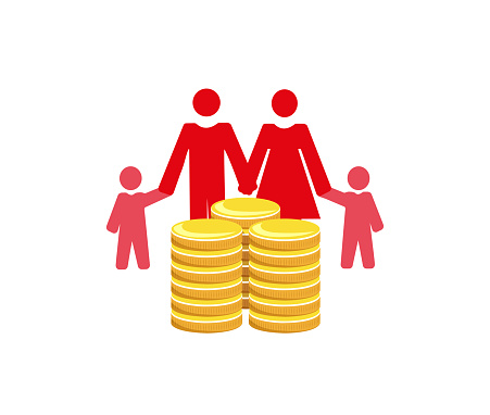 Vector image of a family with money