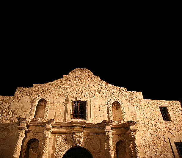 The Alamo in San Antonio, Texas at night stock photo