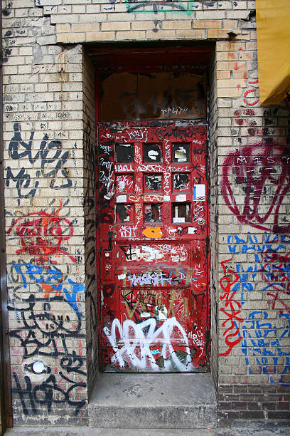 Door with graffiti stock photo