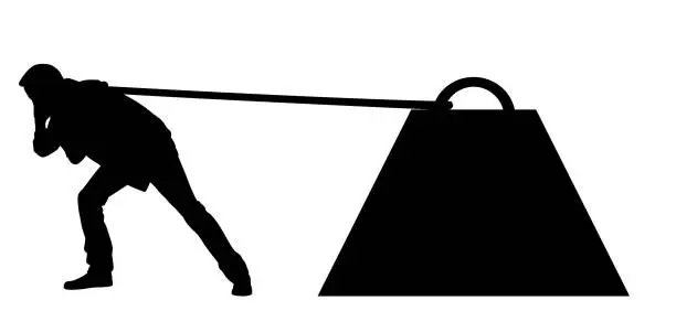 Vector illustration of pulling weight