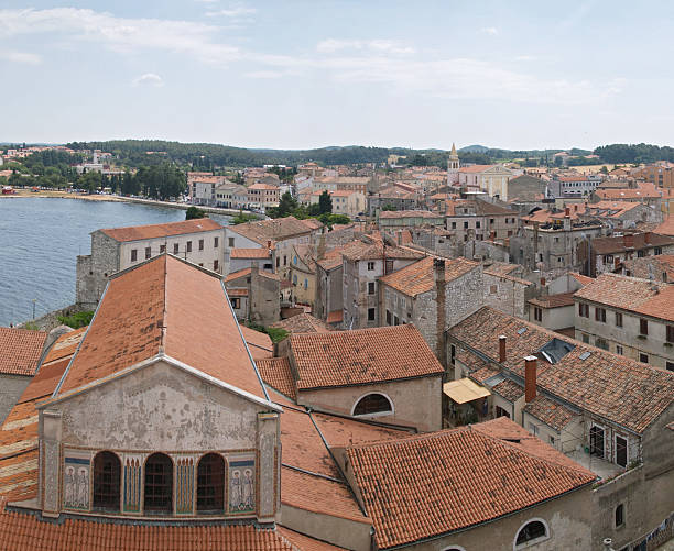 istock Panoramic view of down town Porec from the basilica tower 96695188