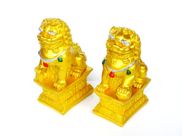 istock chinese imperial lion statue isolated on white background 966953450