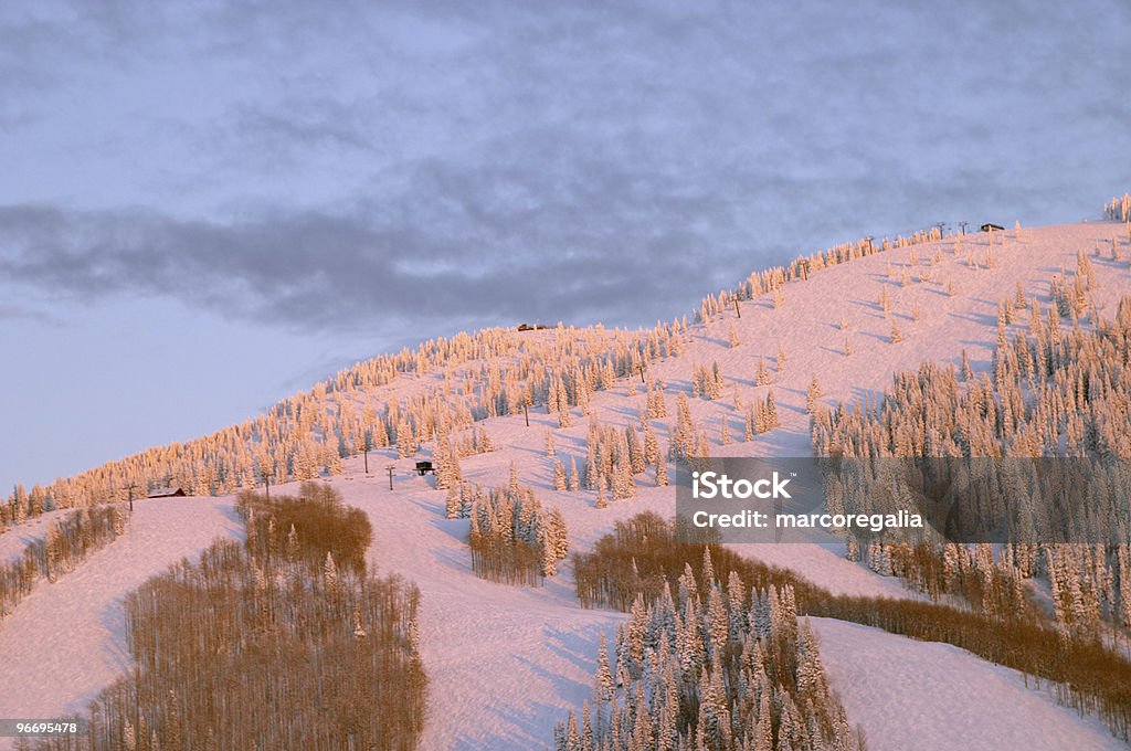 Die Berge im winter, Steamboat ski resort, Colorado - Lizenzfrei Abenddämmerung Stock-Foto