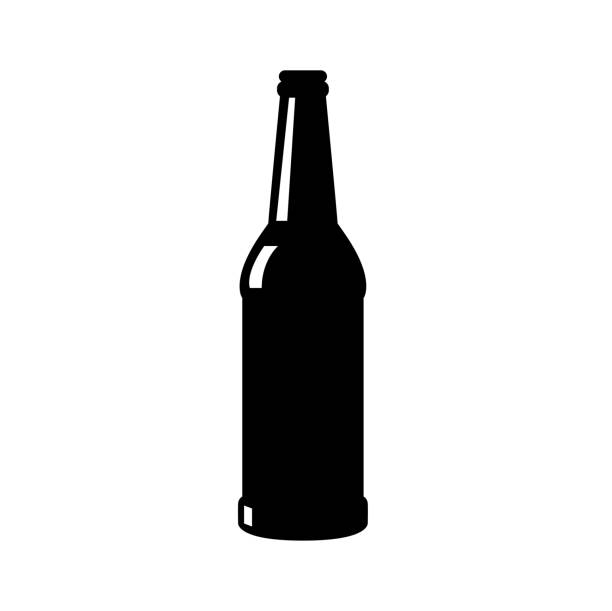 illustrazioni stock, clip art, cartoni animati e icone di tendenza di bottiglie di birra silhouette icona vettoriale - bottle