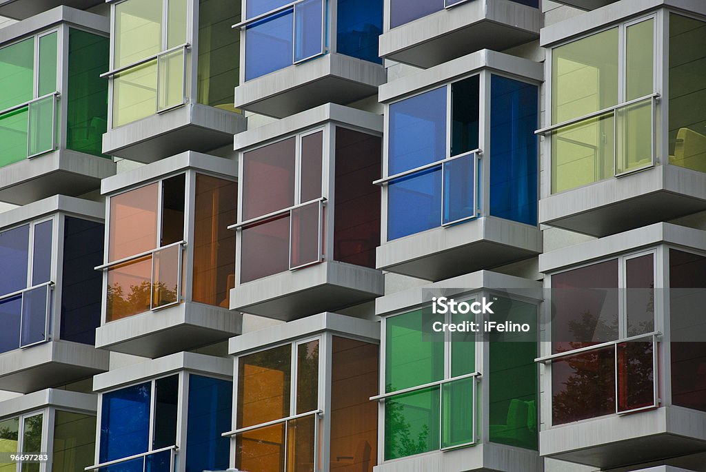 Color Balcones-Balcones de colores - Foto de stock de Comunidad Autónoma del País Vasco libre de derechos