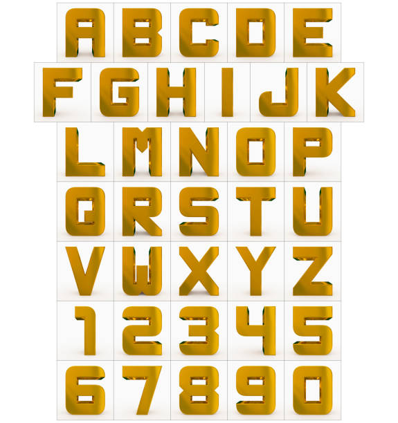 istock letters and numbers 3d cubic rounded golden isolated on white 966979184