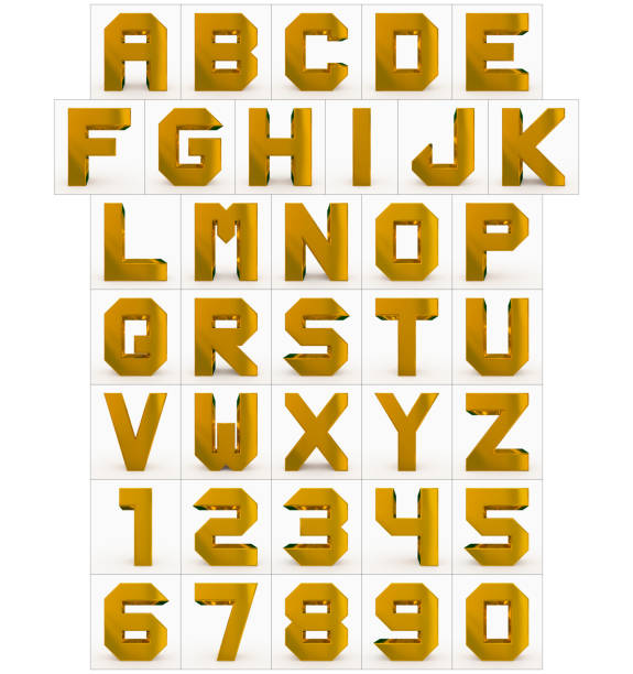 istock letters and numbers 3d cubic golden isolated on white 966979532