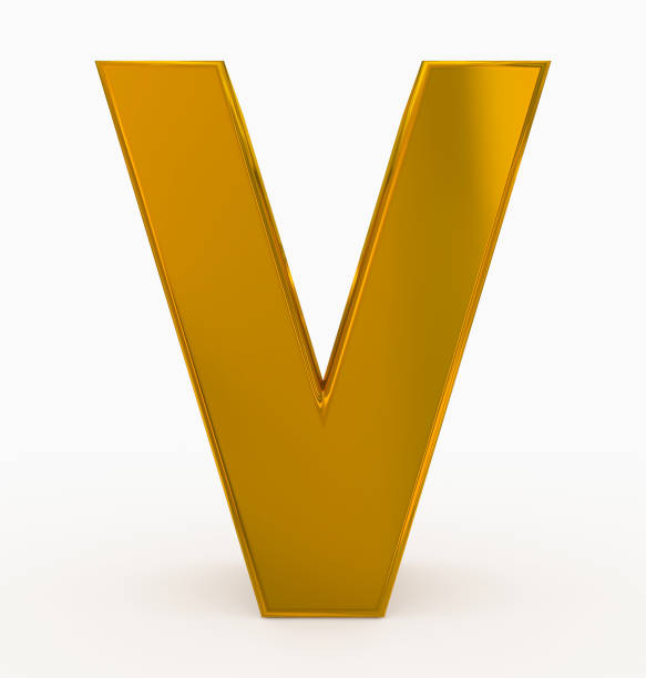 istock letter V 3d cubic golden isolated on white 966980214