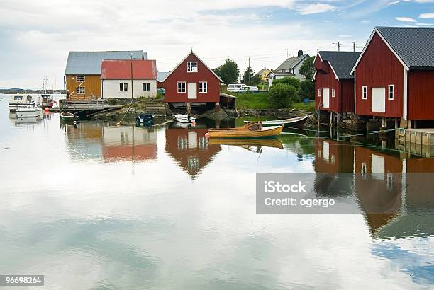 Harbor Of A Norwegian Fishing Village Stock Photo - Download Image Now - Anchor - Vessel Part, Arctic, Bay of Water