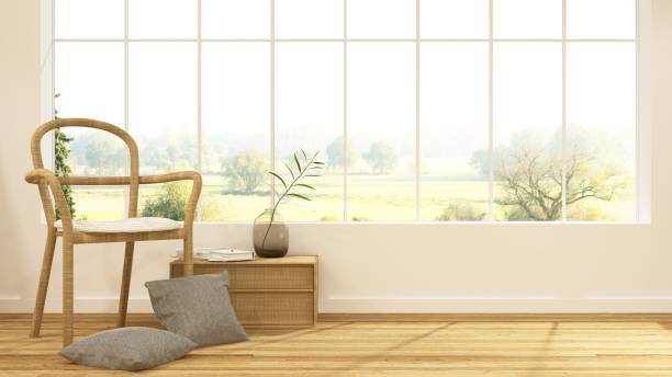 istock The interior minimal japanese hotel relax space 3d rendering and nature view background 967006360