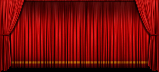 stage with open velvet curtain