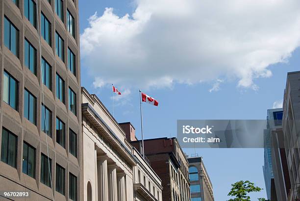 Sparks Street Flags Ottawa Stock Photo - Download Image Now - Architectural Column, Blue, Canada