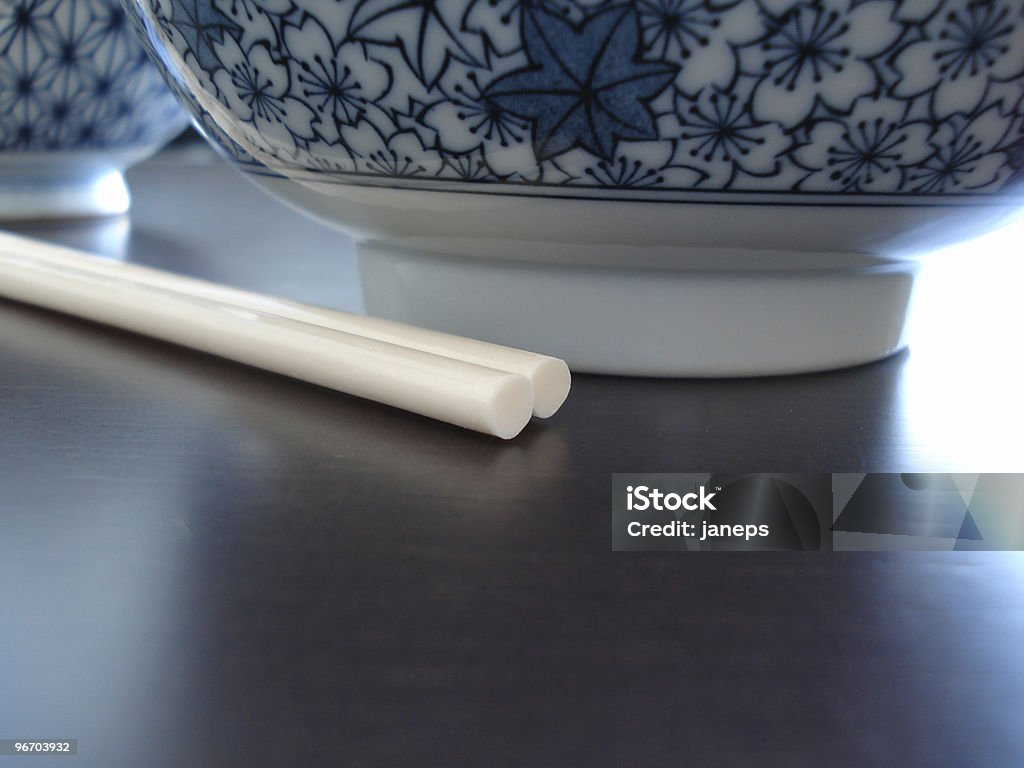 Pauzinhos e bowls - Royalty-free Azul Foto de stock