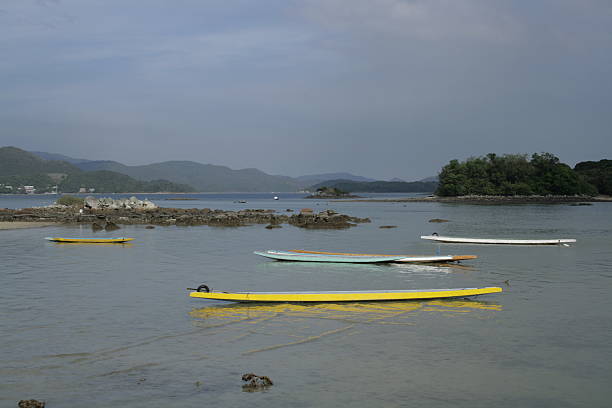 Kayaks on the Sand stock photo