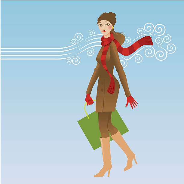 Winter Shopping vector art illustration