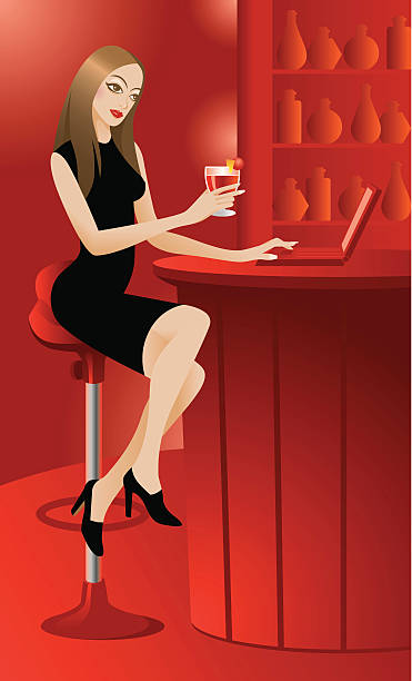 Chatting in Cafe vector art illustration