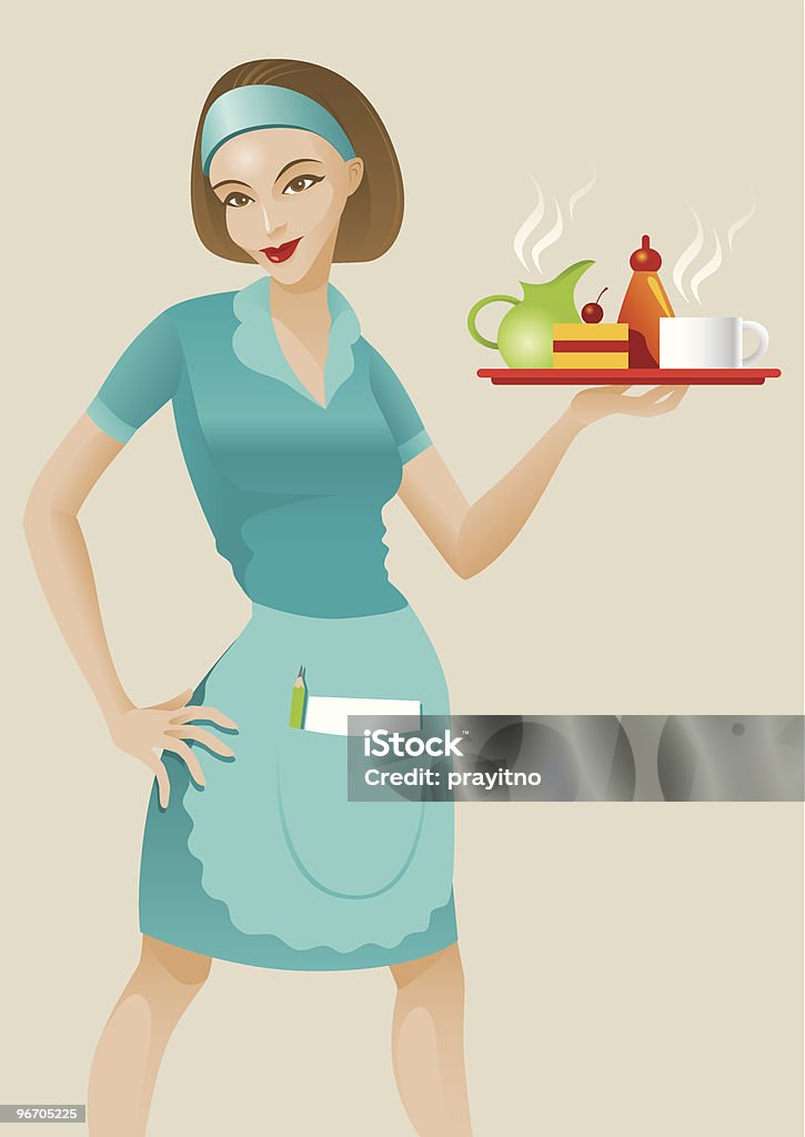 Kelnerka - Grafika wektorowa royalty-free (Butelka)