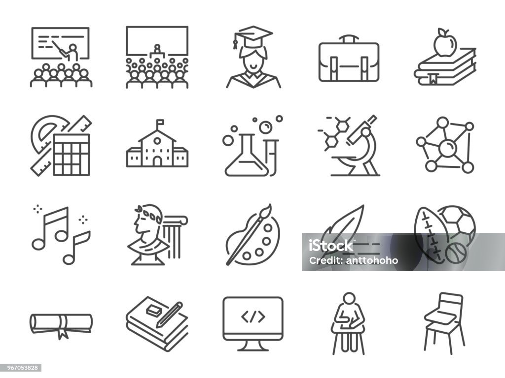 Zurück zu Schule-Icon-Set. Enthalten die Symbole wie Ausbildung, Studium, Vorträge, Kurs, Universität, Buch, lernen und vieles mehr - Lizenzfrei Icon Vektorgrafik