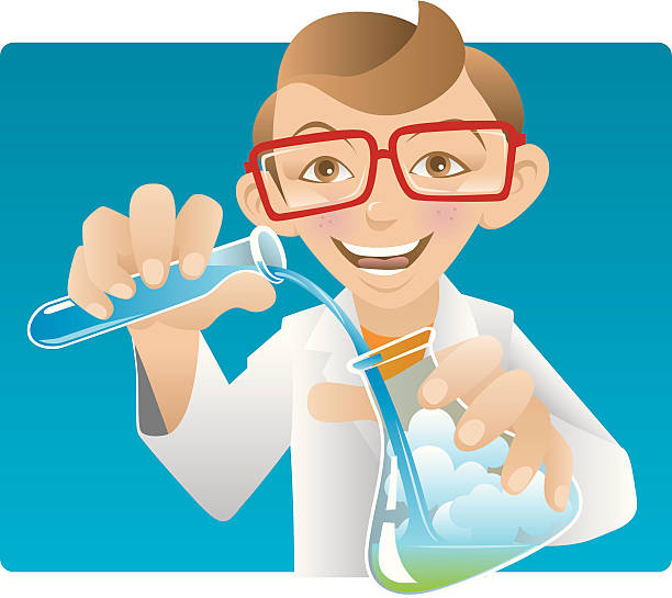 little scientist vector art illustration