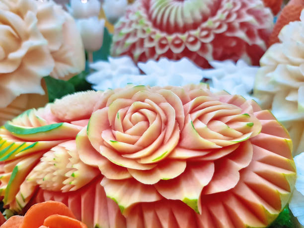 istock Thai Traditional Carved Fruits with Flower Patterns 967069772