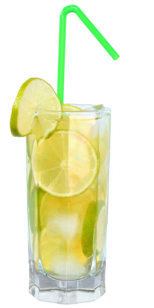 istock Mojito cocktail with lime and straw drinking isolated 967071058