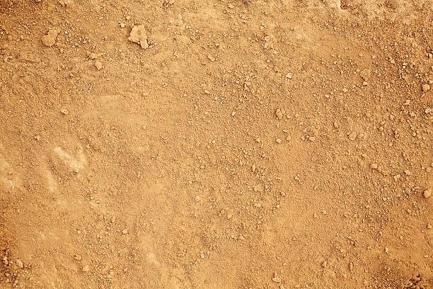 Background of earth and dirt Photograph of tan colored dirt. Small clumps of dirt are sprinkled randomly over a layer of dry dirt and sand. grunge stock pictures, royalty-free photos & images