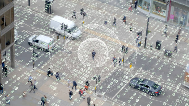 signal de téléphone dans une ville de matrice de données. - contrôle photos et images de collection