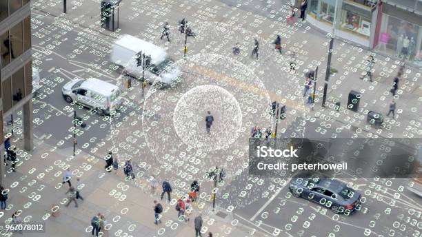 Phone Signal In A Data Matrix City Stock Photo - Download Image Now - Surveillance, Data, Privacy
