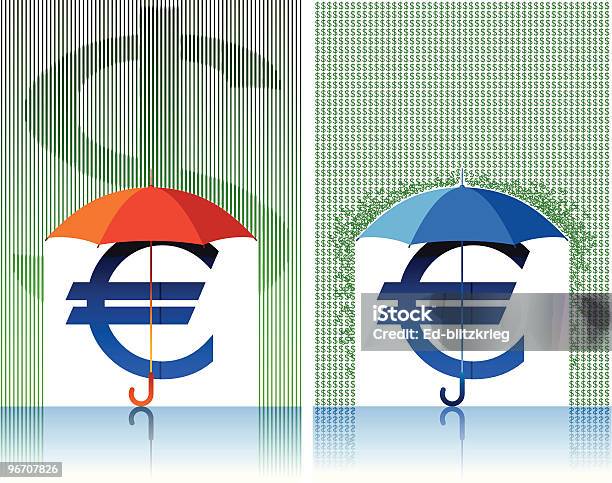 Евро Под Зонт — стоковая векторная графика и другие изображения на тему Банковское дело - Банковское дело, Без людей, Бизнес