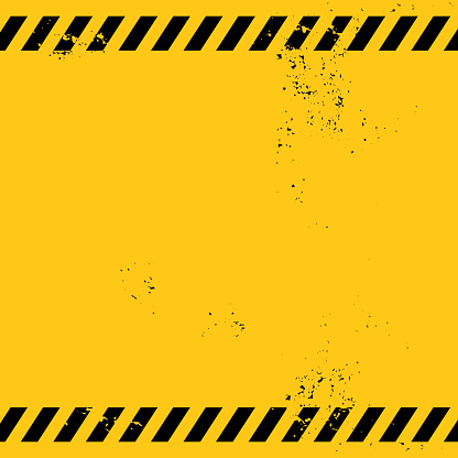 blank warning banner with two textured black stripes on yellow background, the grunge effect is pale therefore it is perfect for banner contents