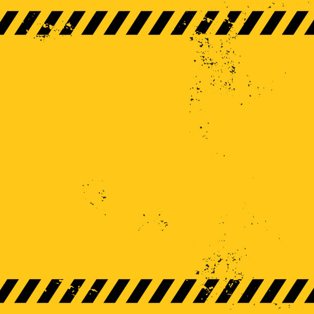 blank warning banner blank warning banner with two textured black stripes on yellow background, the grunge effect is pale therefore it is perfect for banner contents beckoning stock illustrations