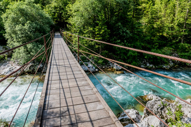 istock Suspension footbridge at River Soca 967091428