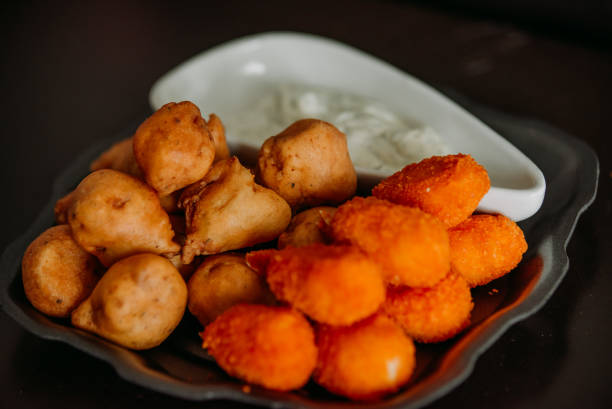 istock Surimi Crab Claw and battered fish snacks with dip sauce 967091816