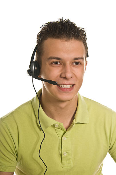 The young man from a support service stock photo