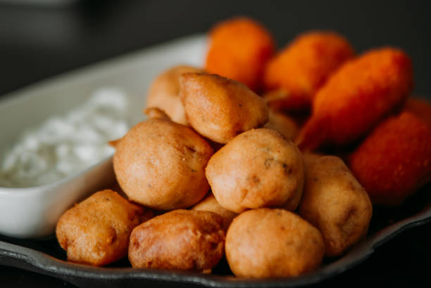 istock Surimi Crab Claw and battered fish snacks with dip sauce 967094022