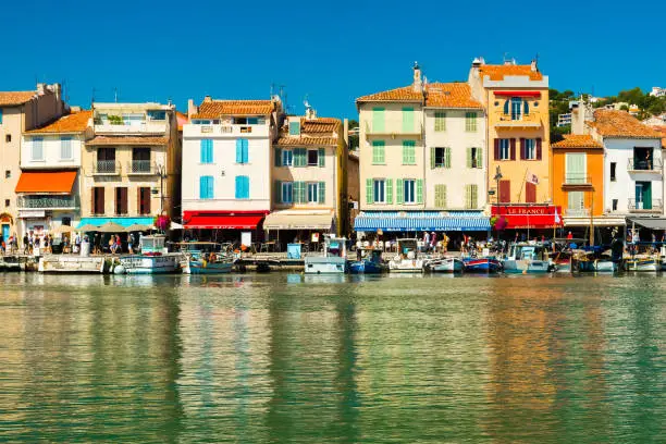 Colorful houses of old port of Cassis Town in Provence in France