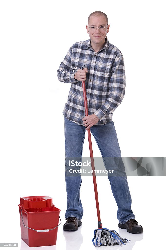 Man with bucket and mop  Adult Stock Photo