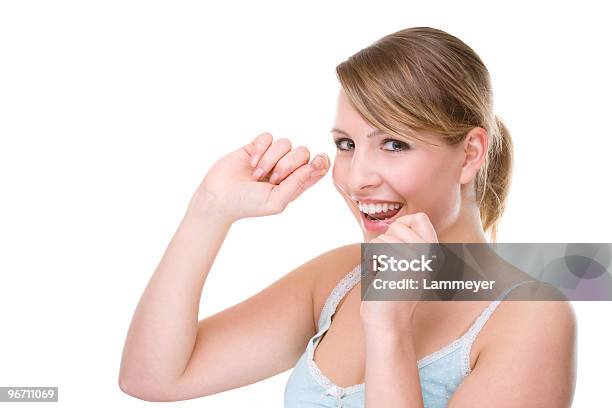 Woman With Dental Floss Stock Photo - Download Image Now - Adult, Adults Only, Beautiful People