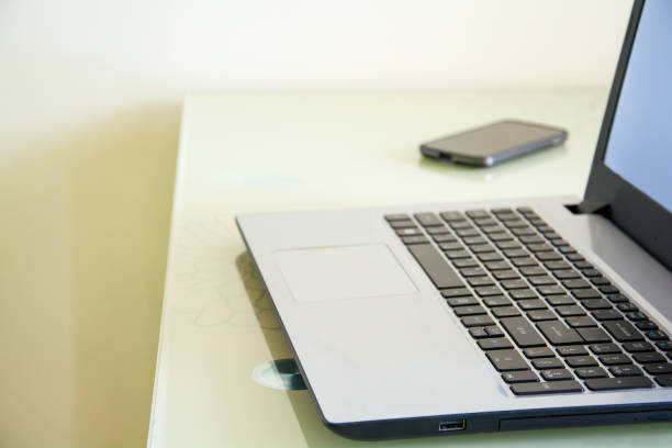 istock Young woman using laptop computer at home and eating blueberry. 967112944
