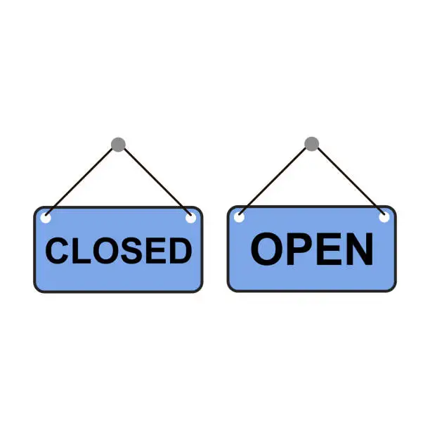 Vector illustration of Open and closed sign fod door