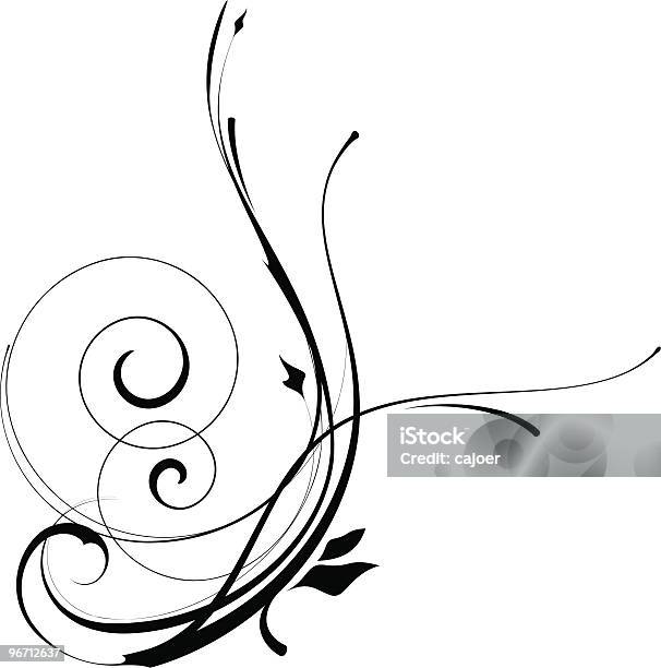 Swirly Padrão - Arte vetorial de stock e mais imagens de Caule de planta - Caule de planta, Cor preta, Crescimento
