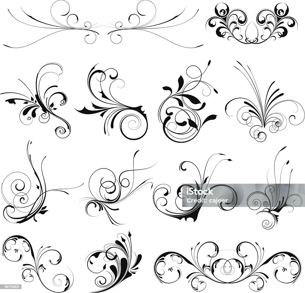 Ensemble à fleurs - clipart vectoriel de Motif ornemental libre de droits