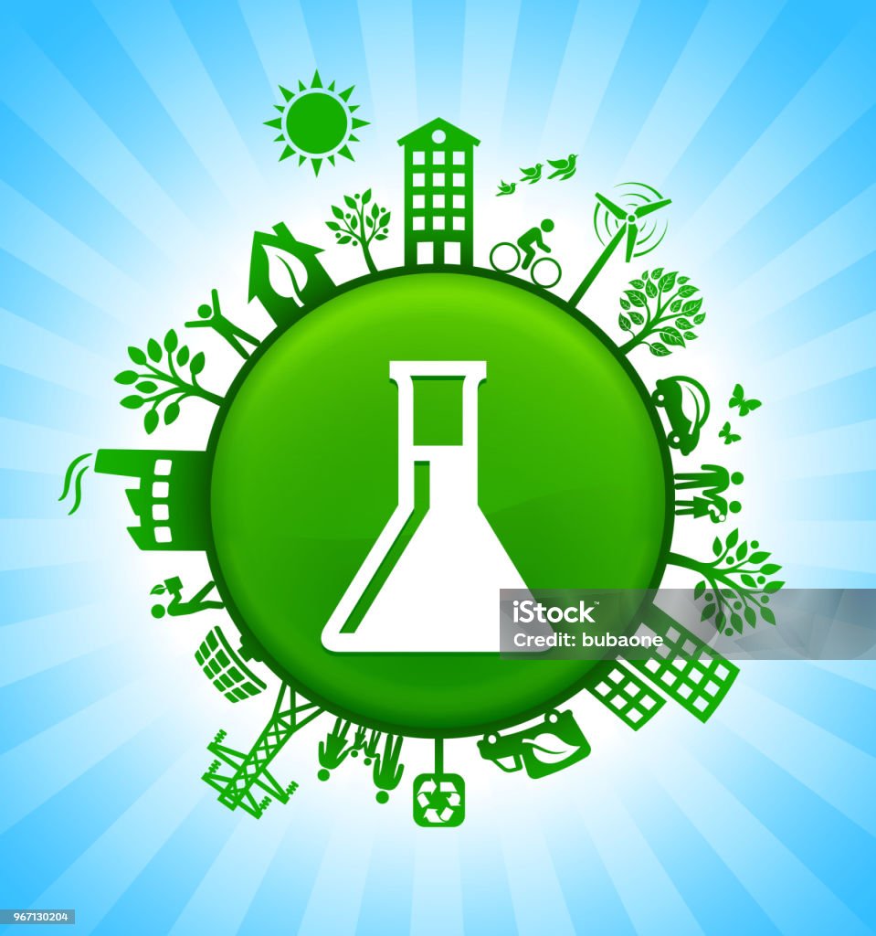 Hóa Học Flask Môi Trường Green Button Background On Blue Sky Hình ...
