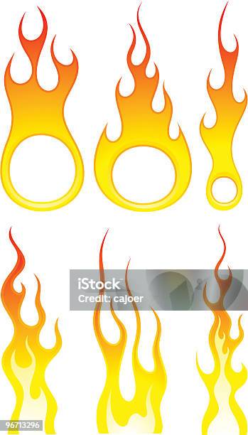 Flamme Collection Vecteurs libres de droits et plus d'images vectorielles de Boule de feu - Boule de feu, Brûler, Chaleur