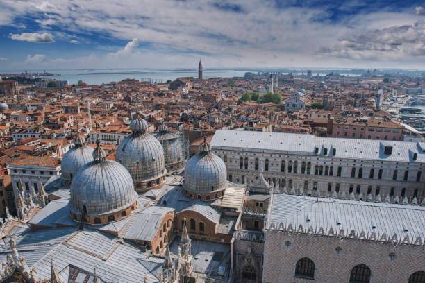 istock Venice view from above - domes of Saint Mark's Basilica and ancient architecture. 967133914
