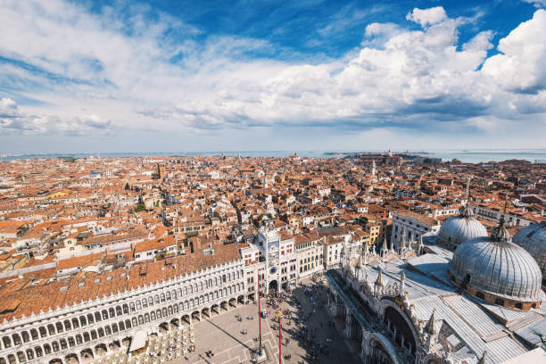 istock Venice view from above - domes of Saint Mark's Basilica and ancient architecture. 967134792