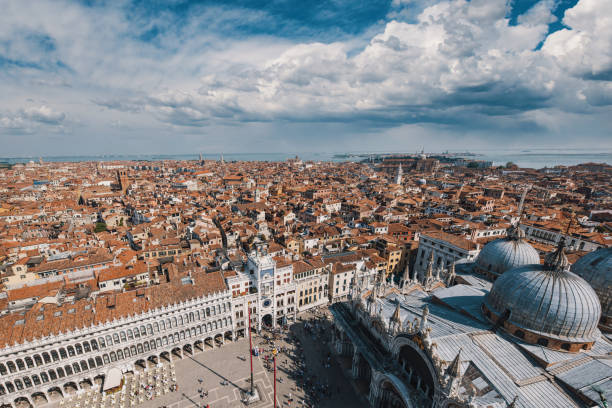 istock Venice view from above - domes of Saint Mark's Basilica and ancient architecture. 967135184