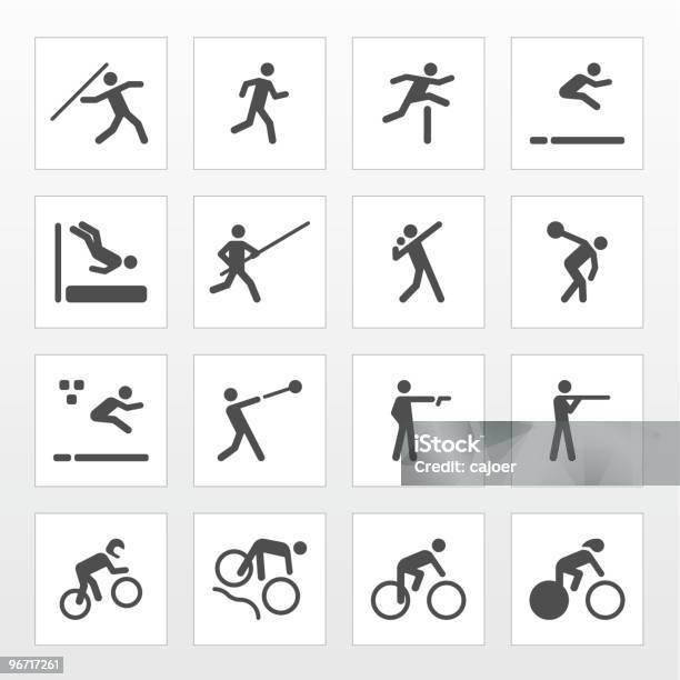 Ilustración de Iconos De Deporte De Verano y más Vectores Libres de Derechos de Ícono - Ícono, Atletismo, Salto de longitud