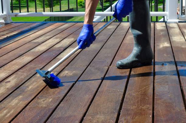istock Cleaning Deck with Blue Gloves and Brush 967173368