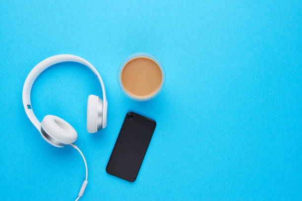 istock Minimalist flat lay music concept. 967196506